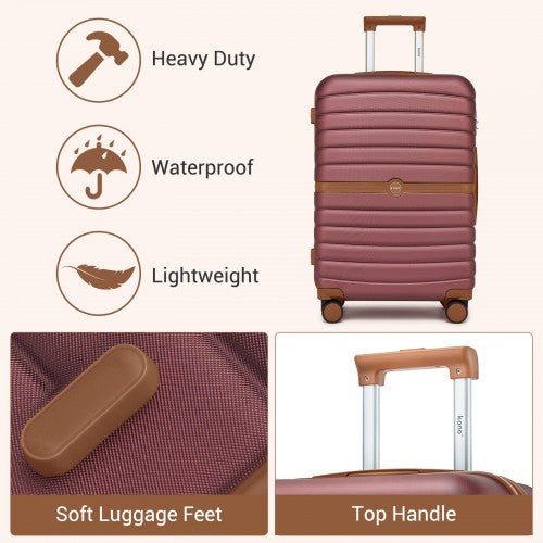Kono KSK2592 24-inch burgundy and brown suitcase – detail view 24