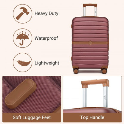 Kono KSK2592 24-inch burgundy and brown suitcase – detail view 24