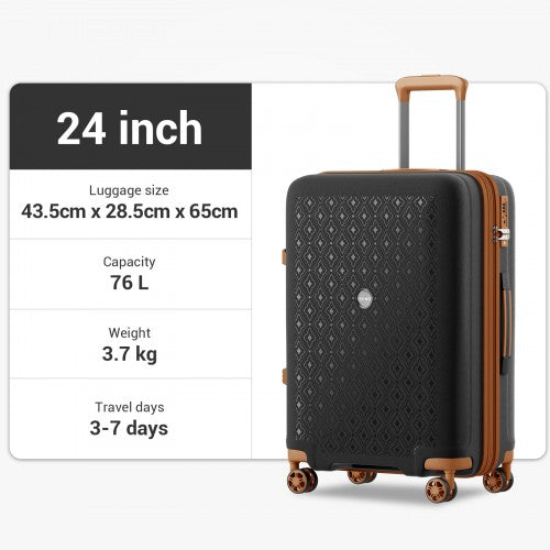 Kono KSK2594 24-inch black and brown suitcase – detail view 24