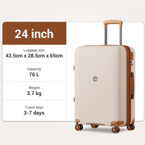 Kono KSK2594 24-inch beige and brown suitcase – detail view 24