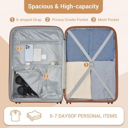 Kono KSK2594 24-inch beige and brown suitcase – detail view 24