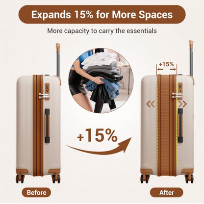 Kono KSK2594 24-inch beige and brown suitcase – detail view 24