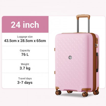 Kono KSK2594 24-inch pink and brown suitcase – detail view 24