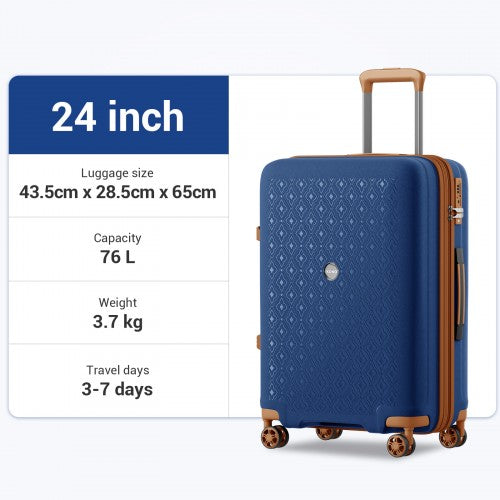 Kono KSK2594 24-inch navy and brown suitcase – detail view 24