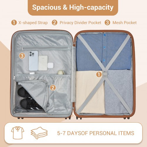 Kono KSK2594 24-inch pink and brown suitcase – detail view 24
