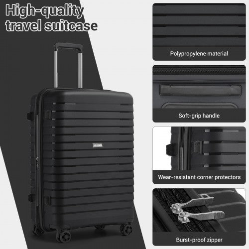 Kono KSK2595 24-inch black suitcase – detail view 24