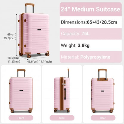 Kono KSK2595 24-inch pink and brown suitcase – detail view 24
