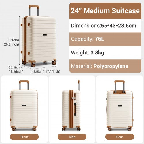 Kono KSK2595 24-inch beige and brown suitcase – detail view 24