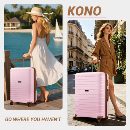 Kono KSK2595 24-inch pink and brown suitcase – detail view 24