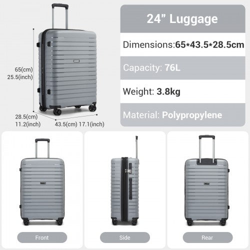Kono KSK2595 24-inch grey and black suitcase – detail view 24