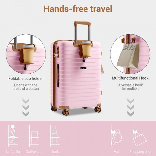 Kono KSK2595 24-inch pink and brown suitcase – detail view 24