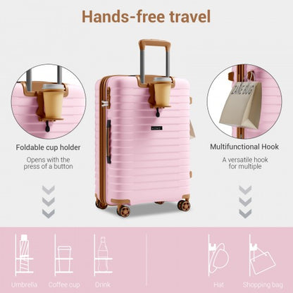 Kono KSK2595 24-inch pink and brown suitcase – detail view 24