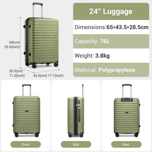 Kono KSK2595 24-inch green and black suitcase – detail view 24