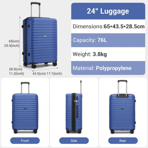 Kono KSK2595 24-inch navy and black suitcase – detail view 24