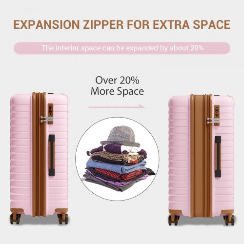 Kono KSK2595 24-inch pink and brown suitcase – detail view 24