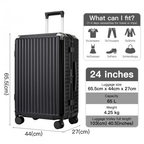 Kono KSK2693 24-inch black suitcase – detail view 24