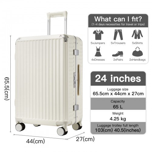 Kono KSK2693 24-inch white suitcase – detail view 24