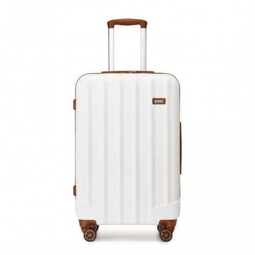 K1773-1L - Kono 28 Inch Striped ABS+PC Hard Shell Luggage with 360-Degree Spinner Wheels - Cream