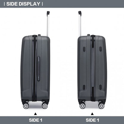 K1773-1L - Kono 28 Inch Striped ABS+PC Hard Shell Luggage with 360-Degree Spinner Wheels - Grey