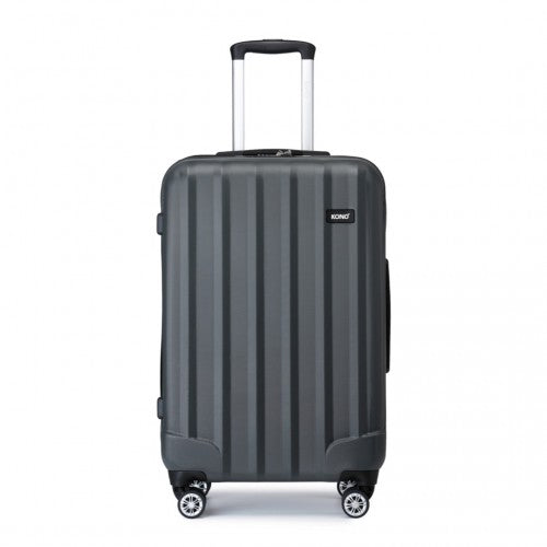K1773-1L - Kono 28 Inch Striped ABS+PC Hard Shell Luggage with 360-Degree Spinner Wheels - Grey