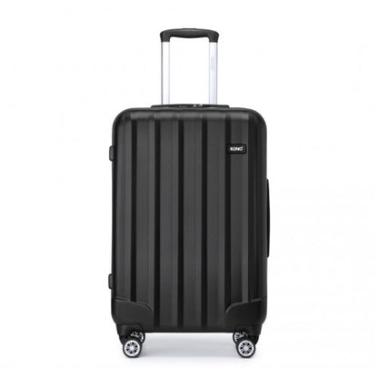 K1773-1L - Kono 28 Inch Striped ABS+PC Hard Shell Luggage with 360-Degree Spinner Wheels - Black