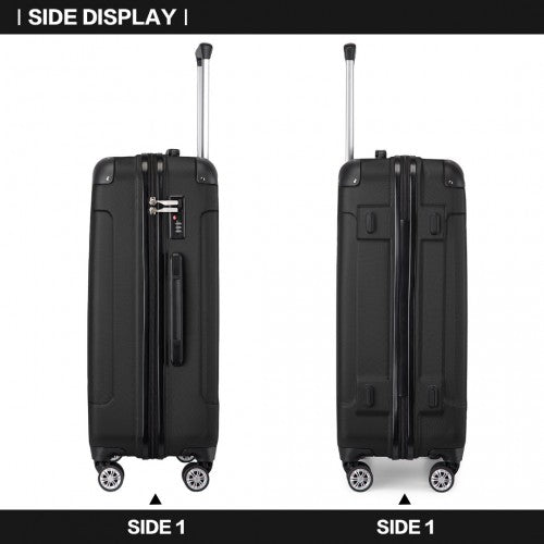 K1777-1L - Kono 28 Inch ABS Lightweight Compact Hard Shell Travel Luggage For Extended Journeys - Black