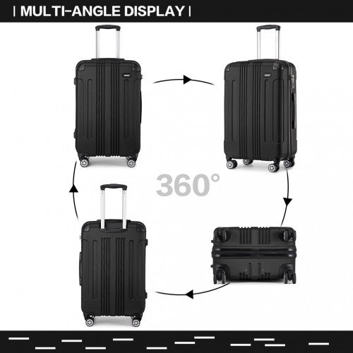 K1777-1L - Kono 28 Inch ABS Lightweight Compact Hard Shell Travel Luggage For Extended Journeys - Black