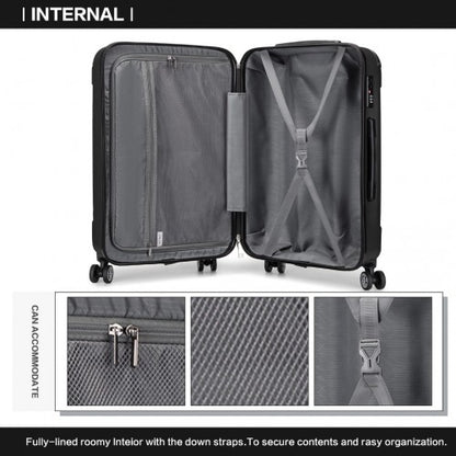 K1777-1L - Kono 28 Inch ABS Lightweight Compact Hard Shell Travel Luggage For Extended Journeys - Black