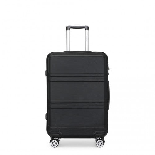 K1871-1L - Kono ABS 28 Inch Sculpted Horizontal Design Suitcase - Black