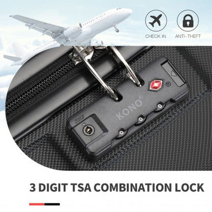 K1871-1L - Kono ABS 28 Inch Sculpted Horizontal Design Suitcase - Black