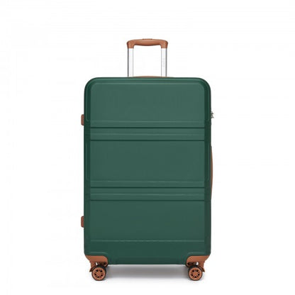 K1871-1L - Kono ABS 28 Inch Sculpted Horizontal Design Suitcase - Green And Brown