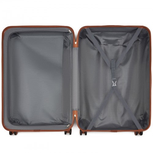 K1871-1L - Kono ABS 28 Inch Sculpted Horizontal Design Suitcase - Green And Brown