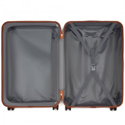 K1871-1L - Kono ABS 28 Inch Sculpted Horizontal Design Suitcase - Green And Brown