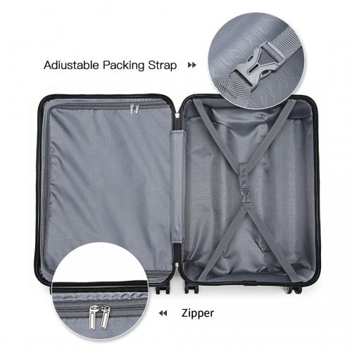K1871-1L - Kono ABS 28 Inch Sculpted Horizontal Design Suitcase - Black