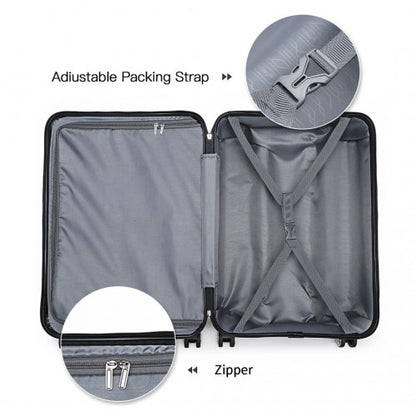 K1871-1L - Kono ABS 28 Inch Sculpted Horizontal Design Suitcase - Black