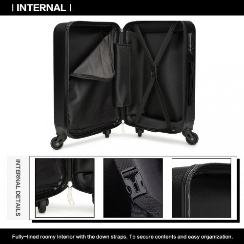 K1872L - Kono 28 Inch ABS Hard Shell Luggage 4 Wheel Spinner Suitcase - Black