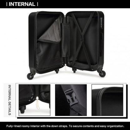 K1872L - Kono 28 Inch ABS Hard Shell Luggage 4 Wheel Spinner Suitcase - Black