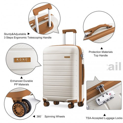 Kono K2091L 28-inch cream suitcase – rear view