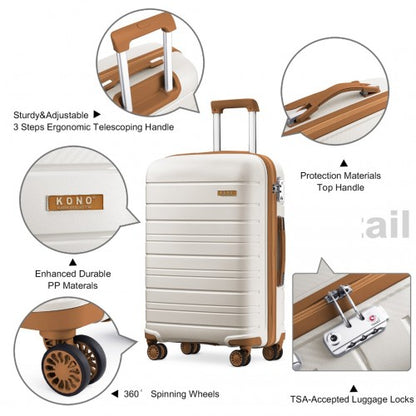 Kono K2091L 28-inch cream suitcase – rear view