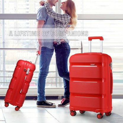 K2092L - Kono 28 Inch Bright Hard Shell PP Suitcase - Classic Collection - Red