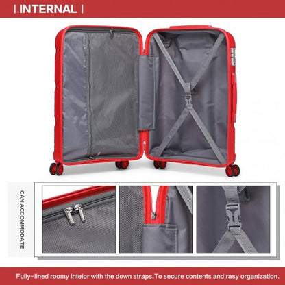 K2092L - Kono 28 Inch Bright Hard Shell PP Suitcase - Classic Collection - Red