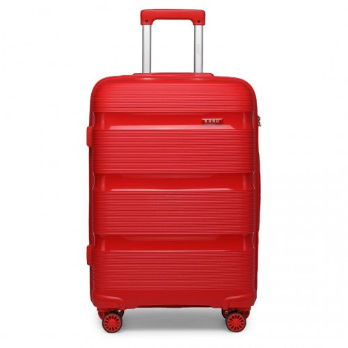 K2092L - Kono 28 Inch Bright Hard Shell PP Suitcase - Classic Collection - Red