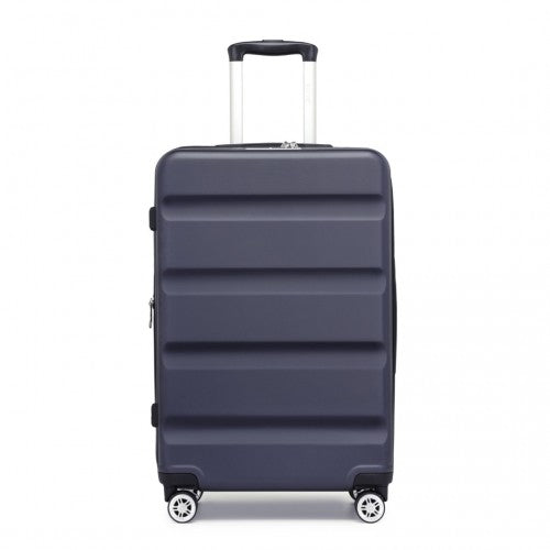 KSK2482 - Kono 28 Inch Expandable Horizontal Engraved Hard Shell ABS+PC Check-In Suitcase with TSA Lock - Navy