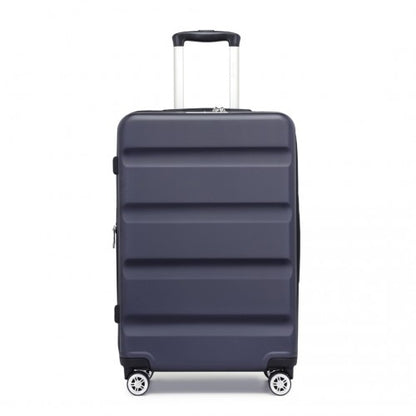 KSK2482 - Kono 28 Inch Expandable Horizontal Engraved Hard Shell ABS+PC Check-In Suitcase with TSA Lock - Navy