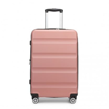 KSK2482 - Kono 28 Inch Expandable Horizontal Engraved Hard Shell ABS+PC Check-In Suitcase with TSA Lock - Nude