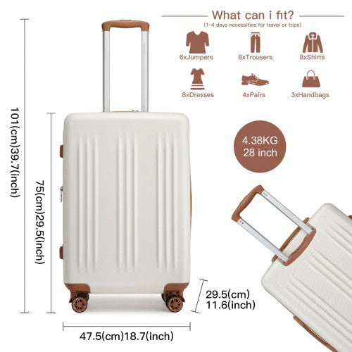 Kono KSK2483 28-inch cream and brown suitcase – detail view 28