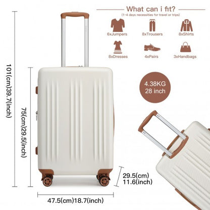 Kono KSK2483 28-inch cream and brown suitcase – detail view 28