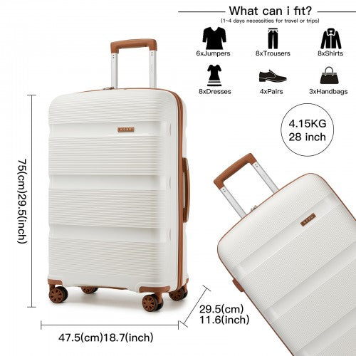 Kono KSK2492 28-inch cream and brown suitcase – detail view 28