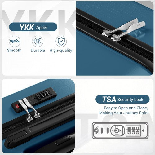 KSK2583 - Kono Premium ABS+PC 28 Inch Hard Shell Large Travel Suitcase for Long Haul Travel with TSA Lock - Navy