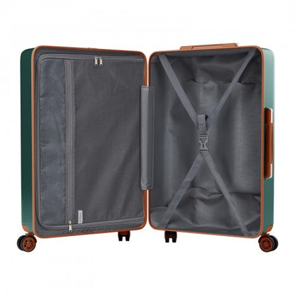 KSK2583 - Kono Premium ABS+PC 28 Inch Hard Shell Large Travel Suitcase for Long Haul Travel with TSA Lock - Green and Brown